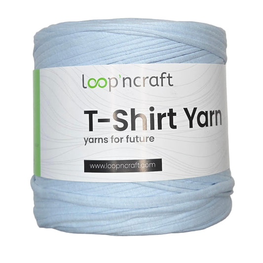 recycled cotton t-shirt yarn in light blue