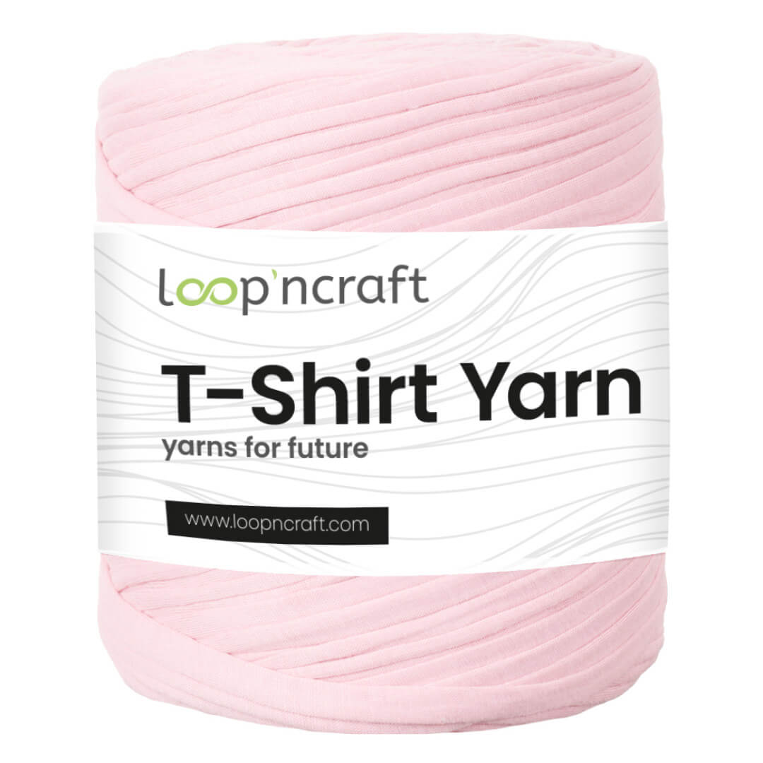 recycled cotton t-shirt yarn in baby pink