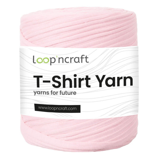 recycled cotton t-shirt yarn in baby pink