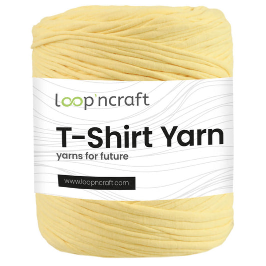 recycled cotton t-shirt yarn in banana yellow