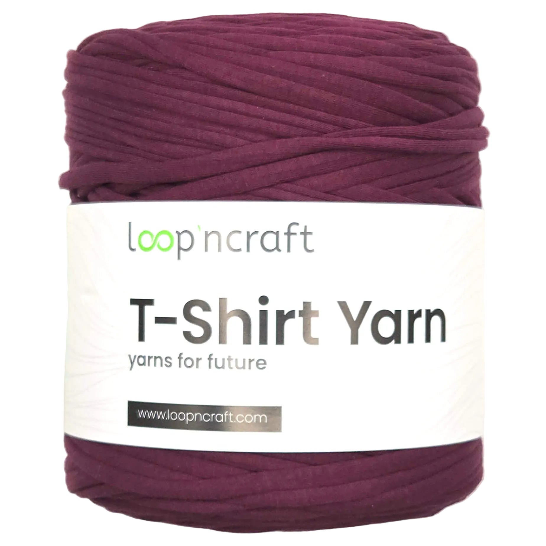 recycled cotton t-shirt yarn in blackcurrant