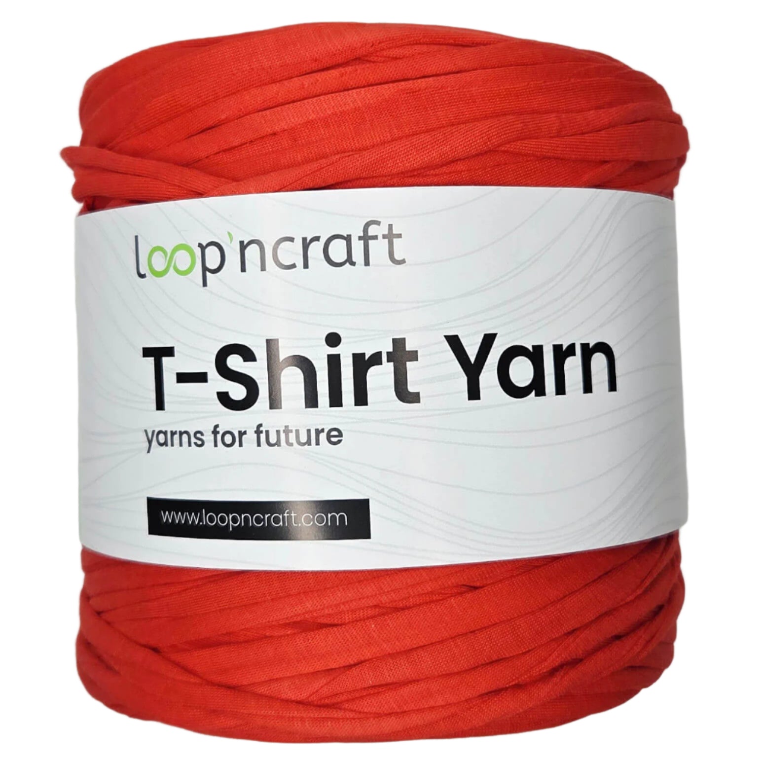 recycled cotton t-shirt yarn in blood orange