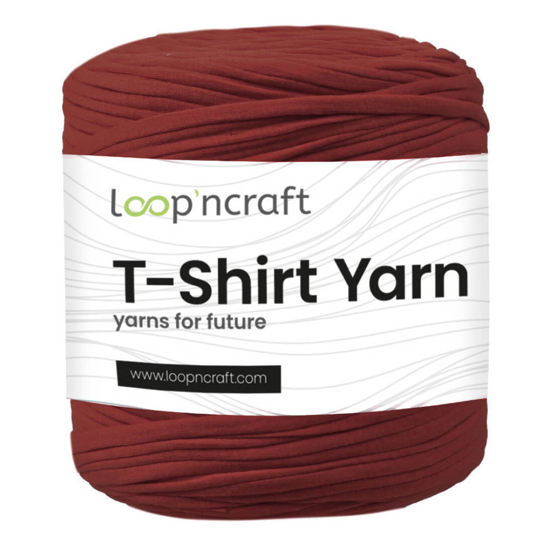 recycled cotton t-shirt yarn in brick red