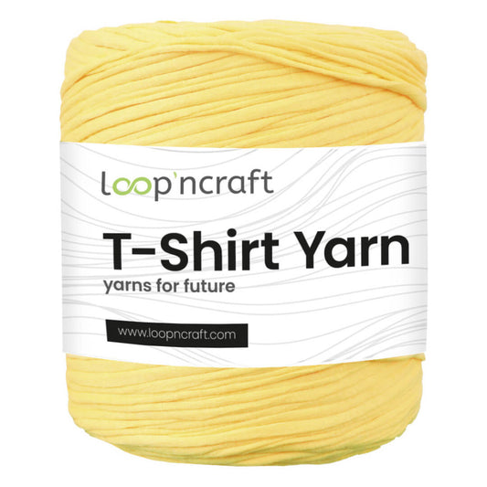 recycled cotton t-shirt yarn in chick yellow