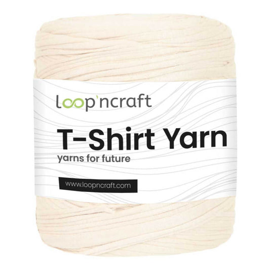 recycled cotton t-shirt yarn in cream beige