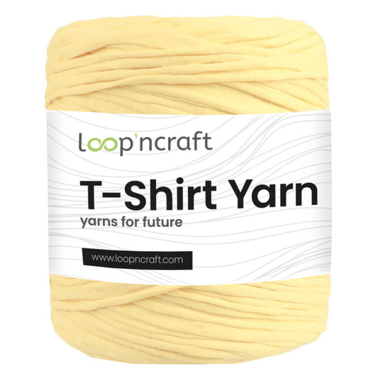 recycled cotton t-shirt yarn in cream yellow