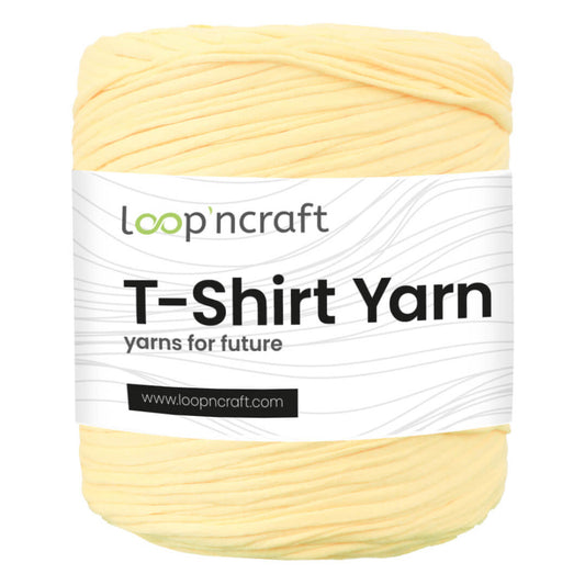 recycled cotton t-shirt yarn in daffodil yellow