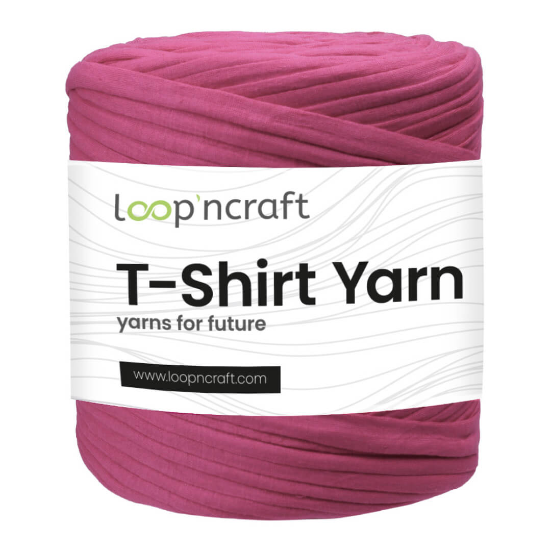 recycled cotton t-shirt yarn in hot pink