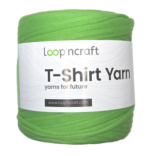 recycled cotton t-shirt yarn in kiwi
