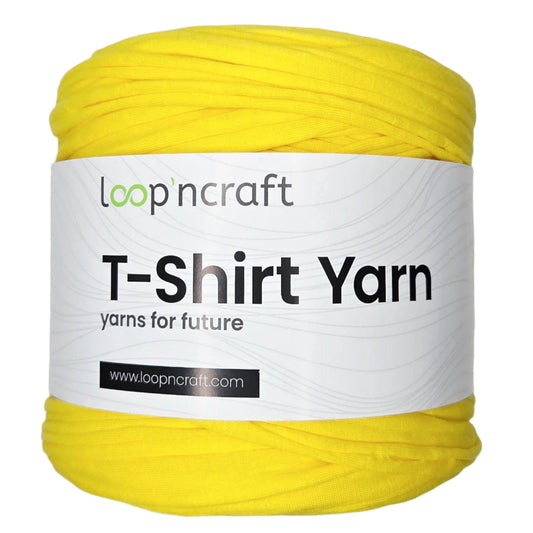 recycled cotton t-shirt yarn in lemon yellow