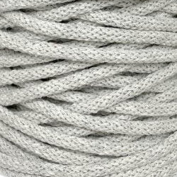 Close-up of gray braided rope texture