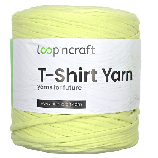 recycled cotton t-shirt yarn in light lime