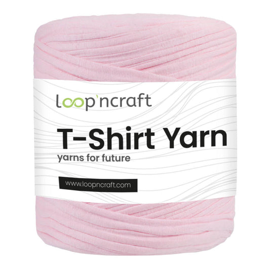 recycled cotton t-shirt yarn in light pink