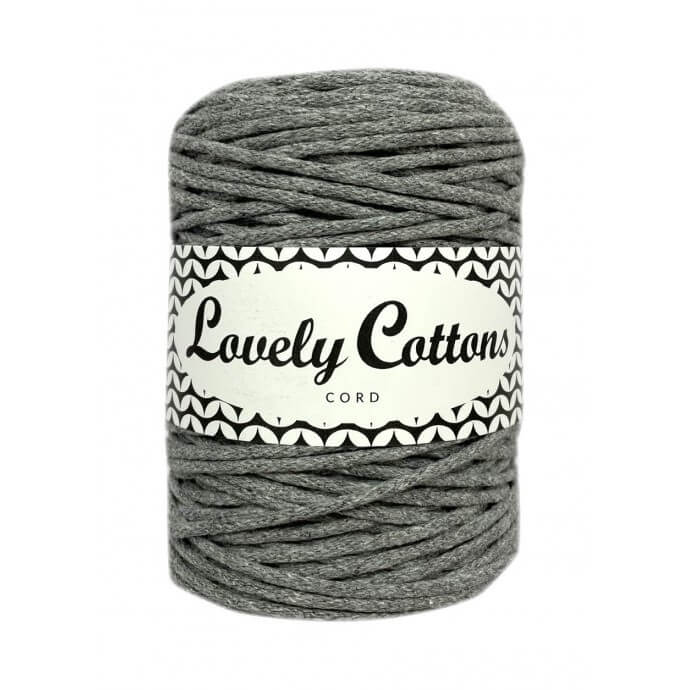 lovely cottons braided 2mm cord - dark grey