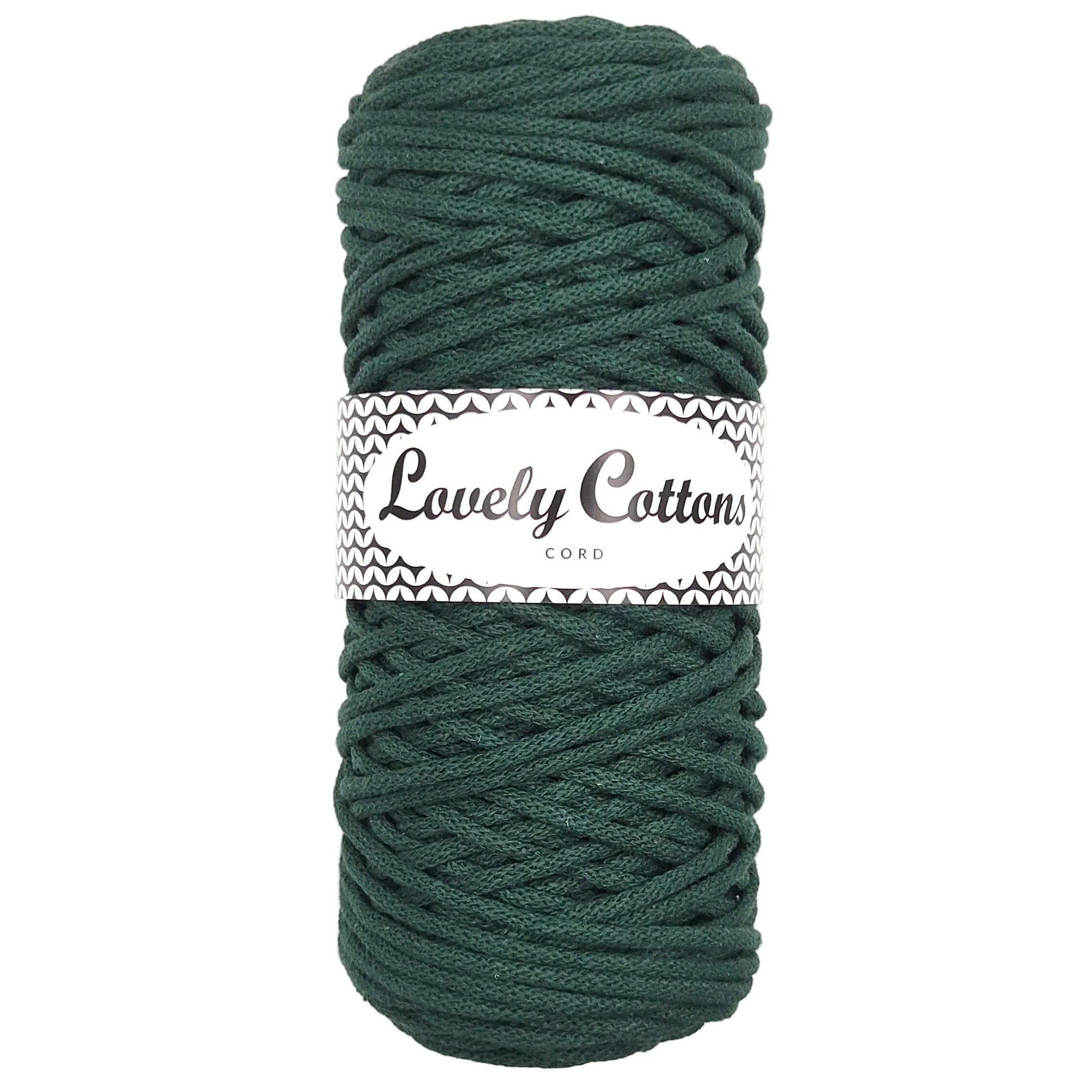 lovely cottons braided 3mm cord - bottle green