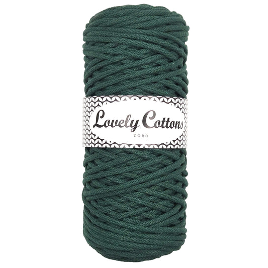 lovely cottons braided 3mm cord - bottle green