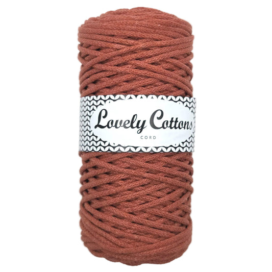 lovely cottons braided 3mm cord - brick red