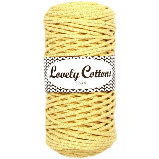 lovely cottons braided 3mm cord - cream yellow