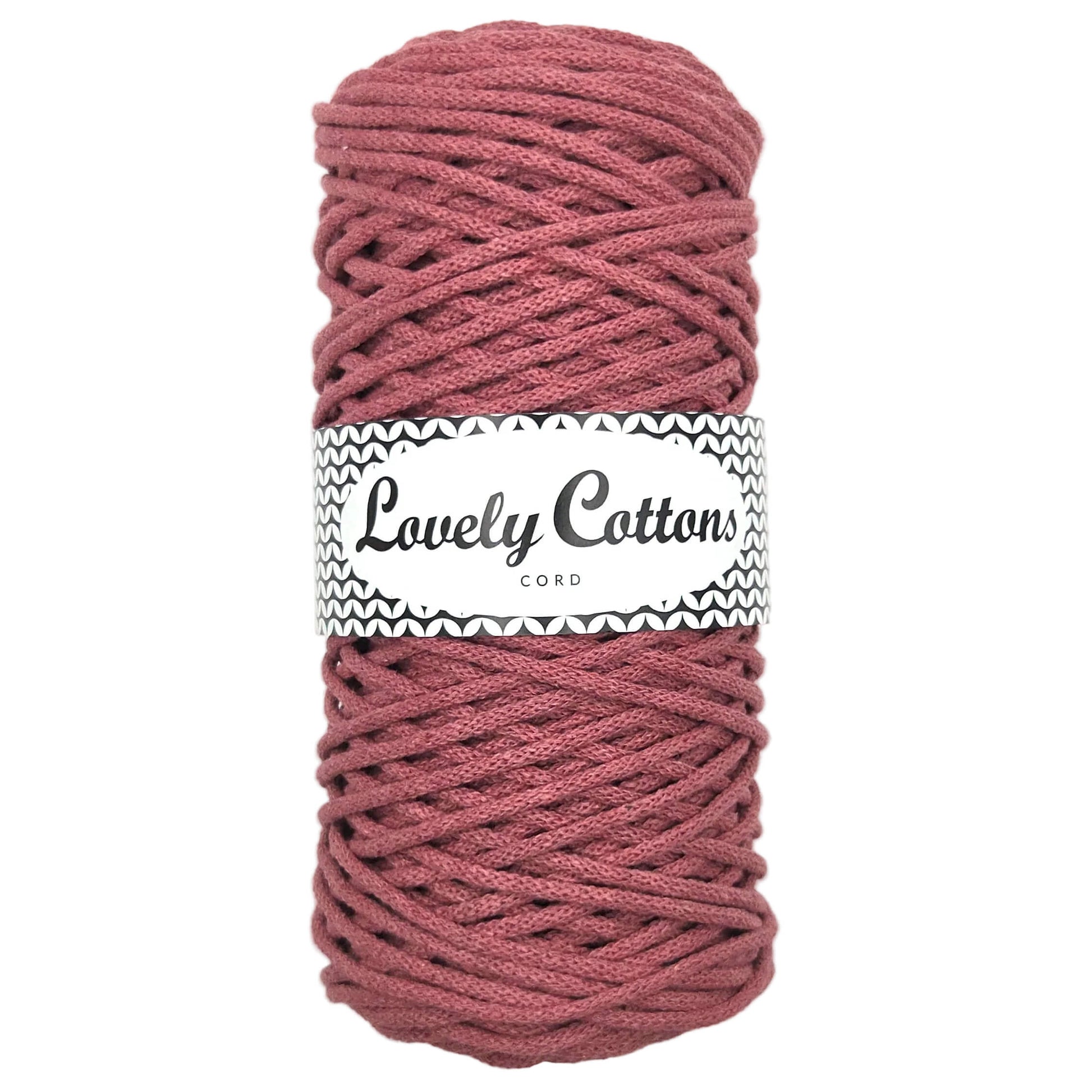 lovely cottons braided 3mm cord - dusty rose