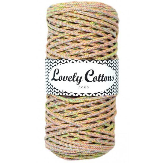 lovely cottons braided 3mm cord - rainbow