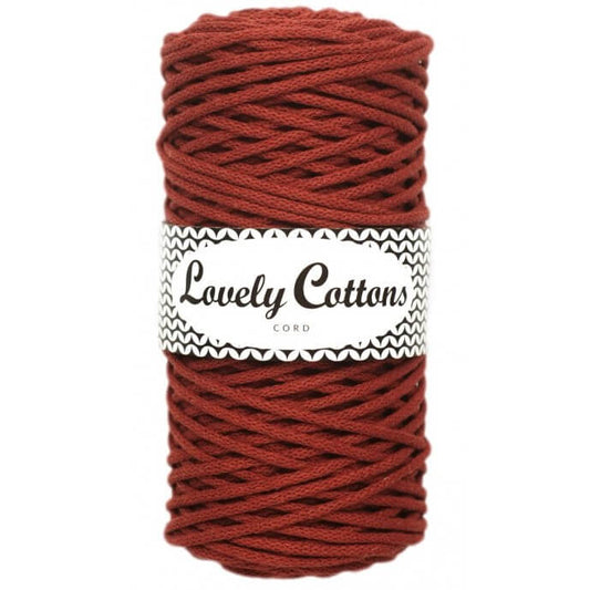   lovely cottons braided 3mm cord - brick red