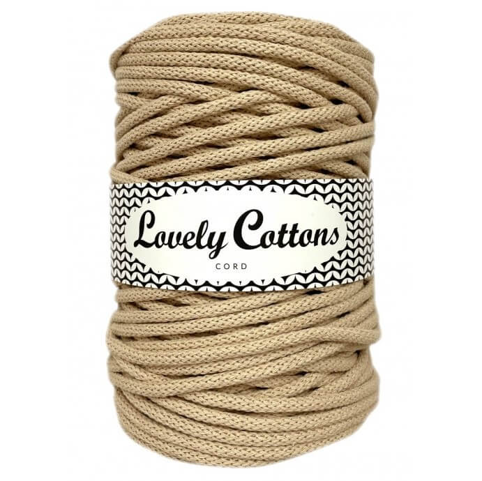 lovely cottons braided 5mm cord in beige