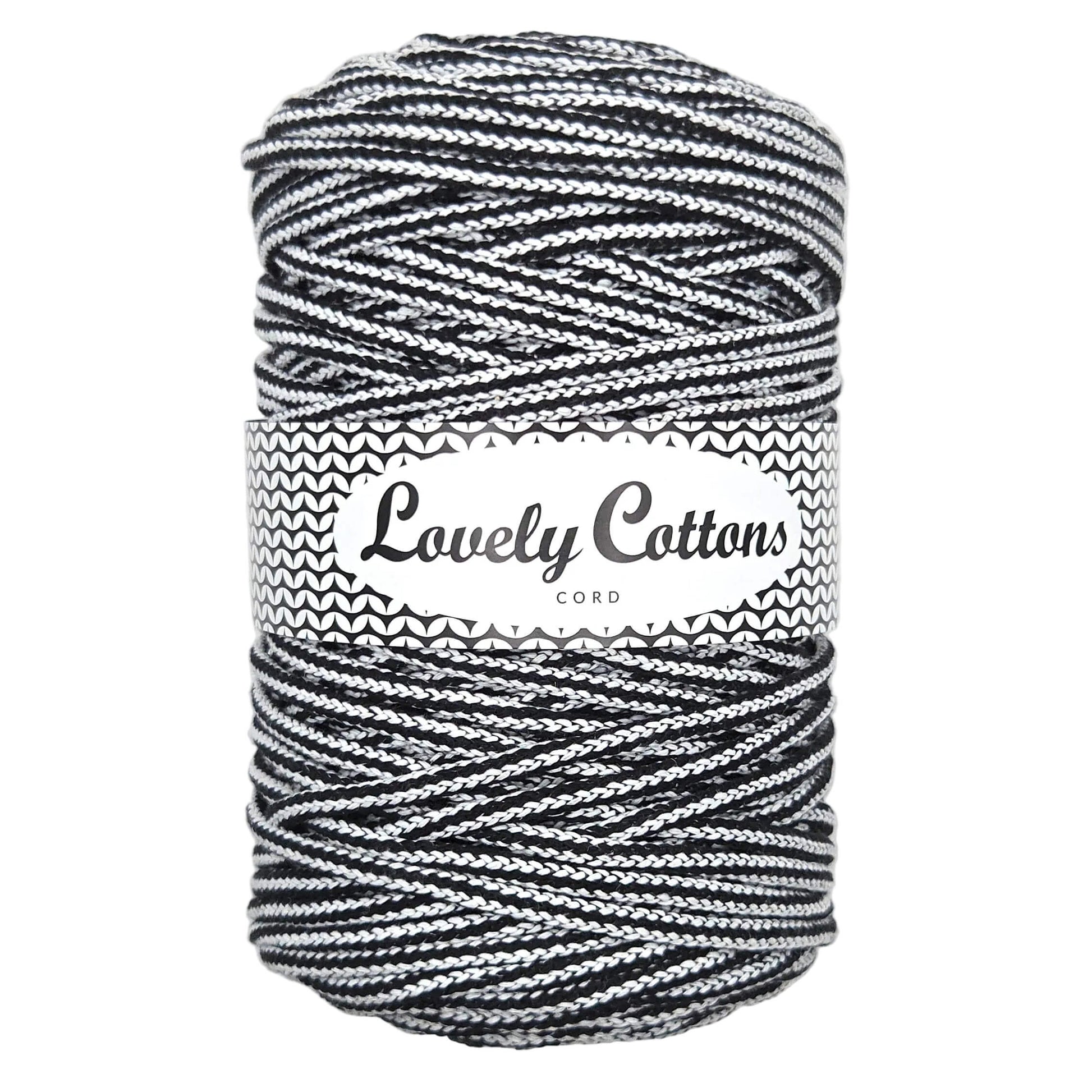 lovely cottons braided 5mm cord in black&white