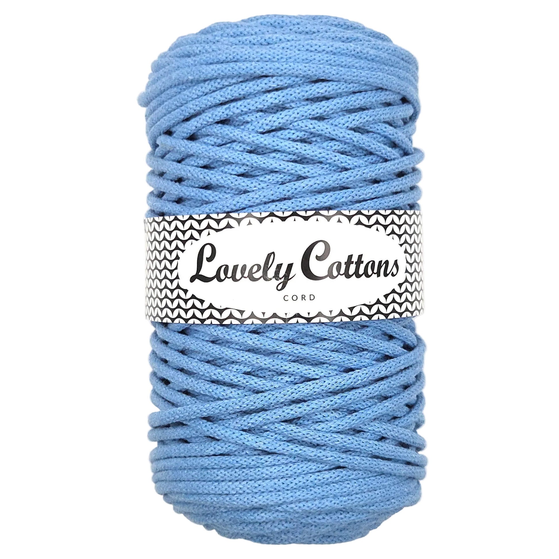 lovely cottons braided 5mm cord in blue