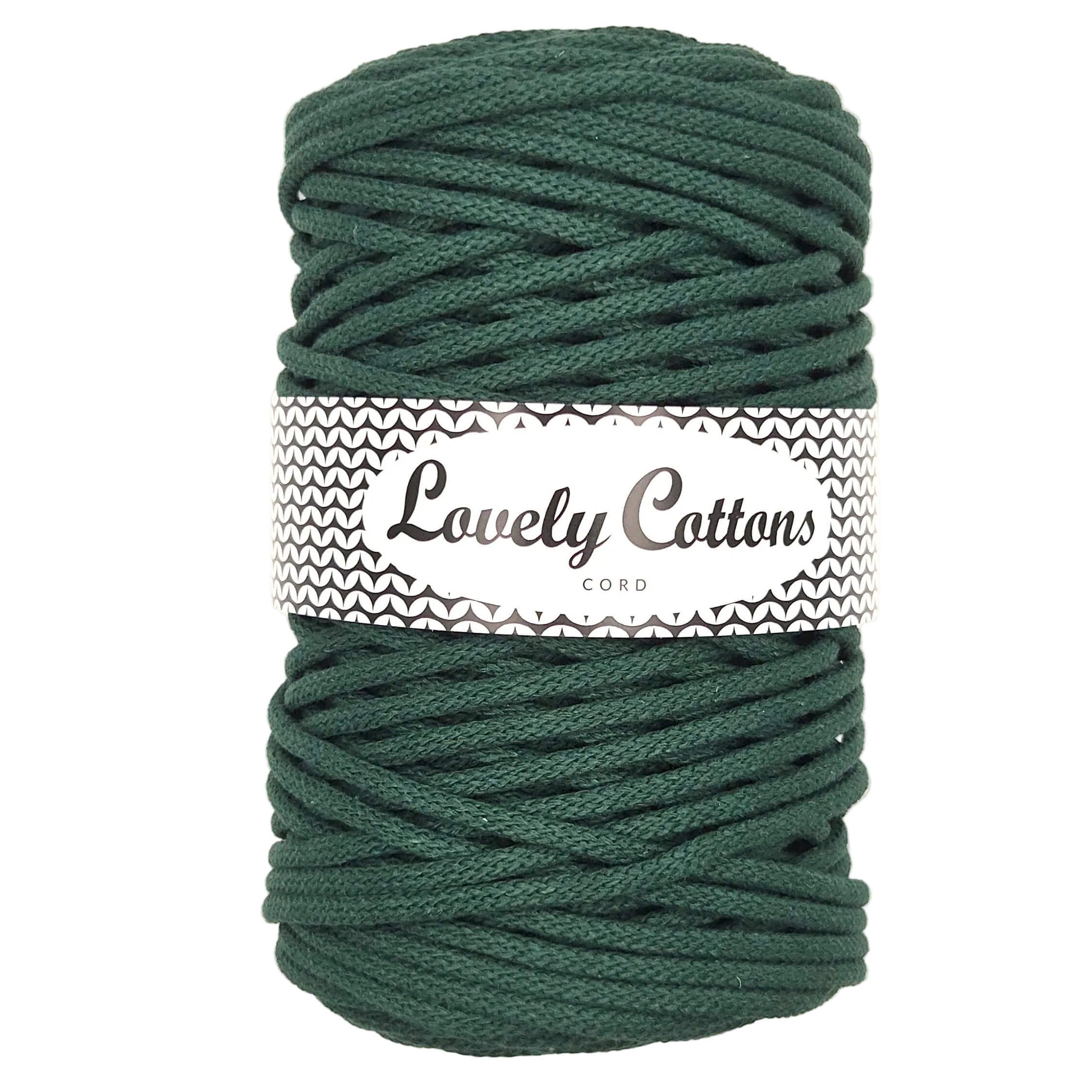 lovely cottons braided 5mm cord in bottle green