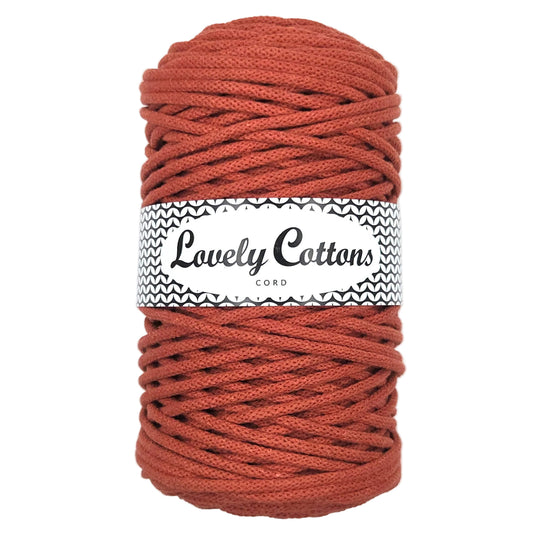 lovely cottons braided 5mm cord in brick red