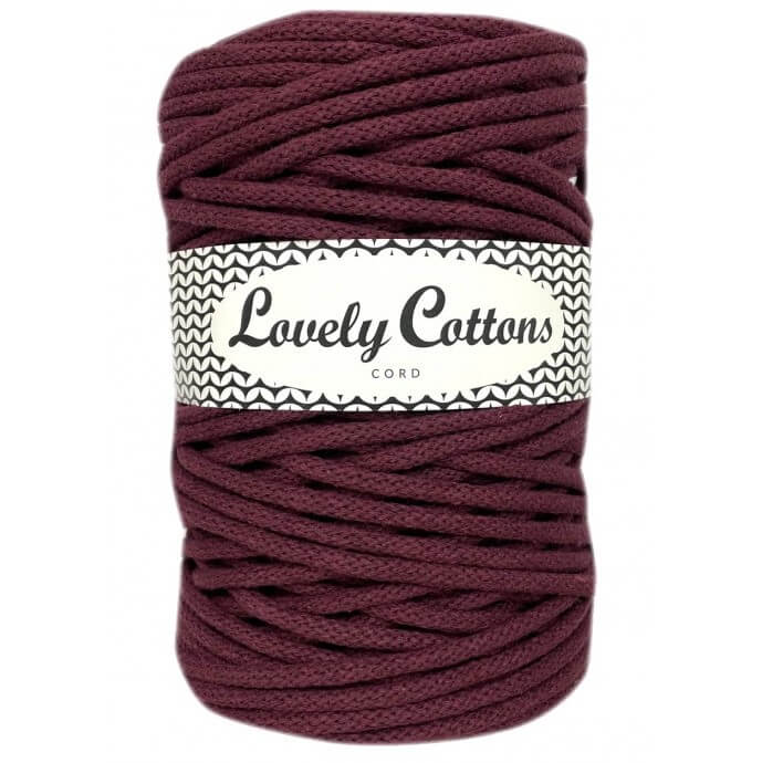lovely cottons braided 5mm cord in burgundy