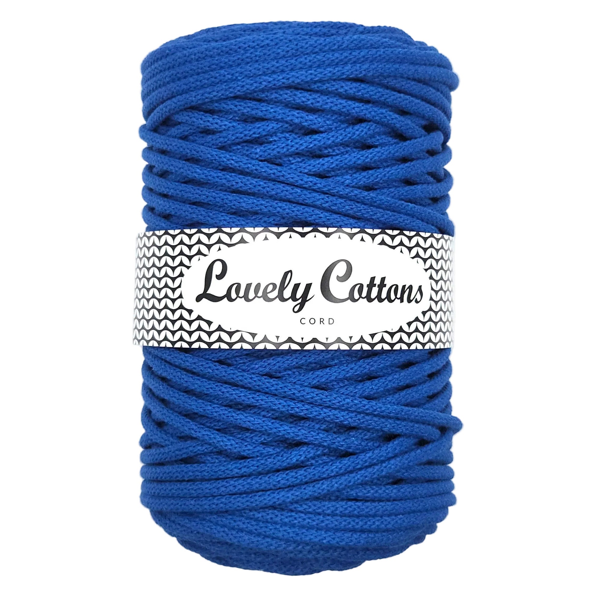 lovely cottons braided 5mm cord in cobalt blue
