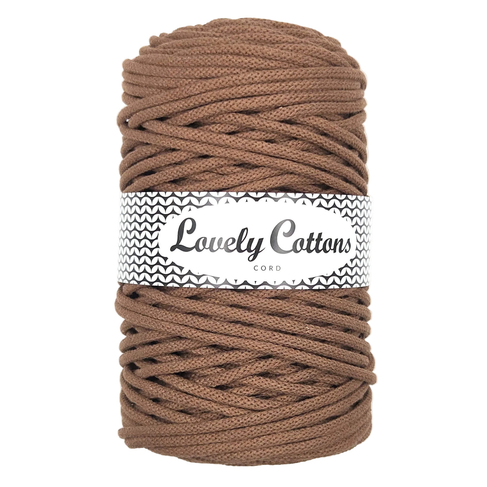 lovely cottons braided 5mm cord in coffee