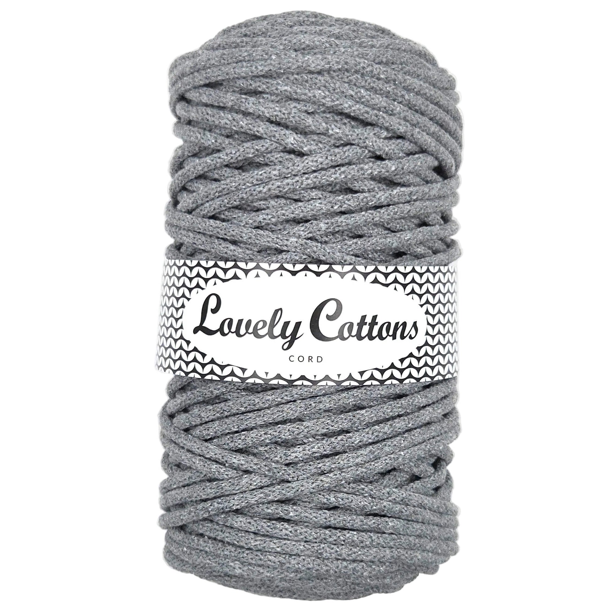 lovely cottons braided 5mm cord in dark grey