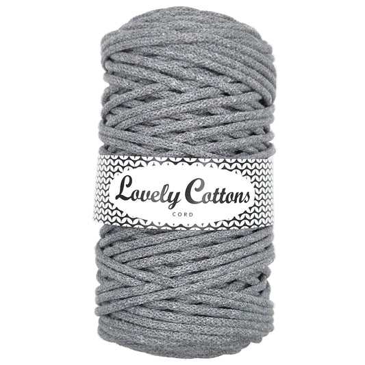 lovely cottons braided 5mm cord in dark grey
