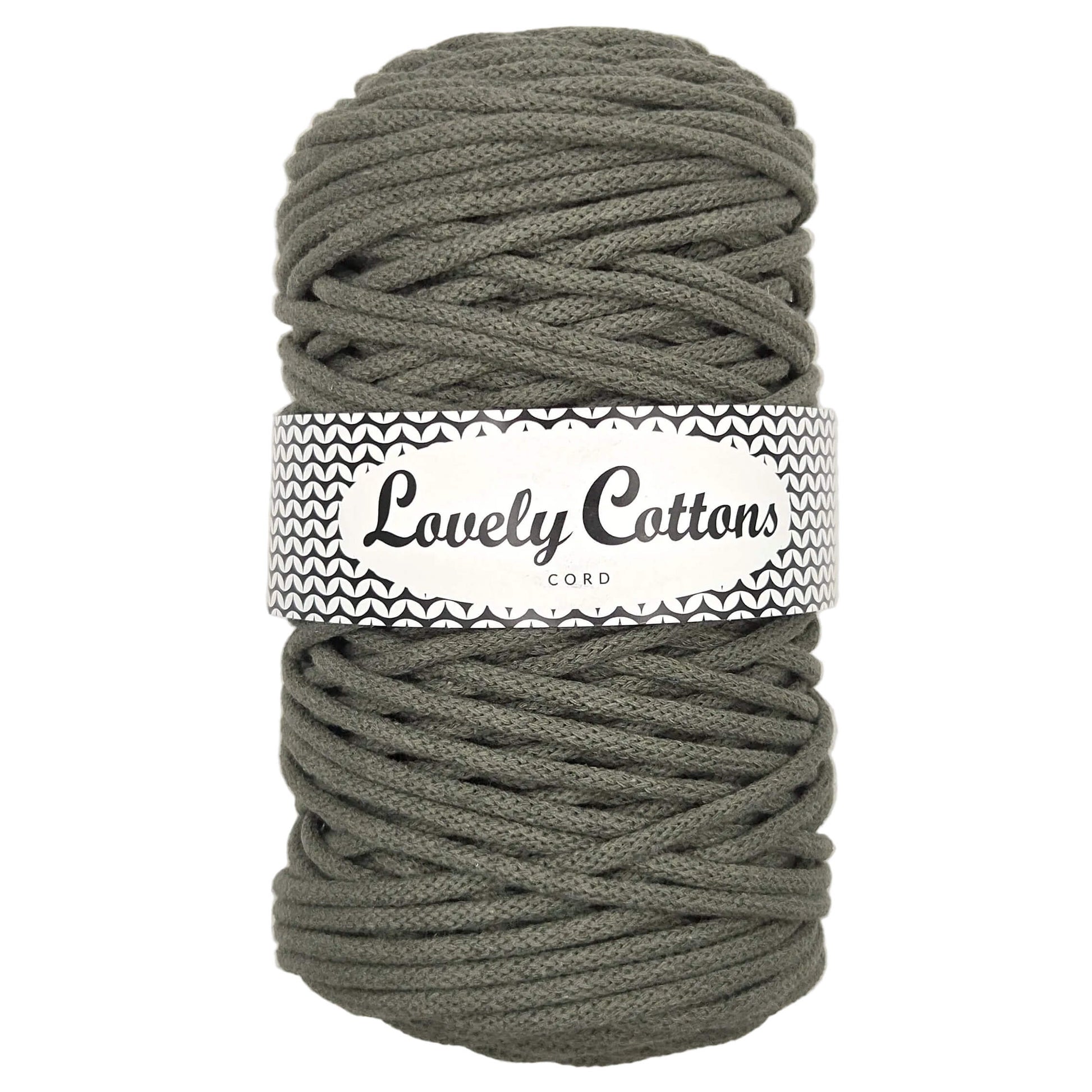 lovely cottons braided 5mm cord in dark olive