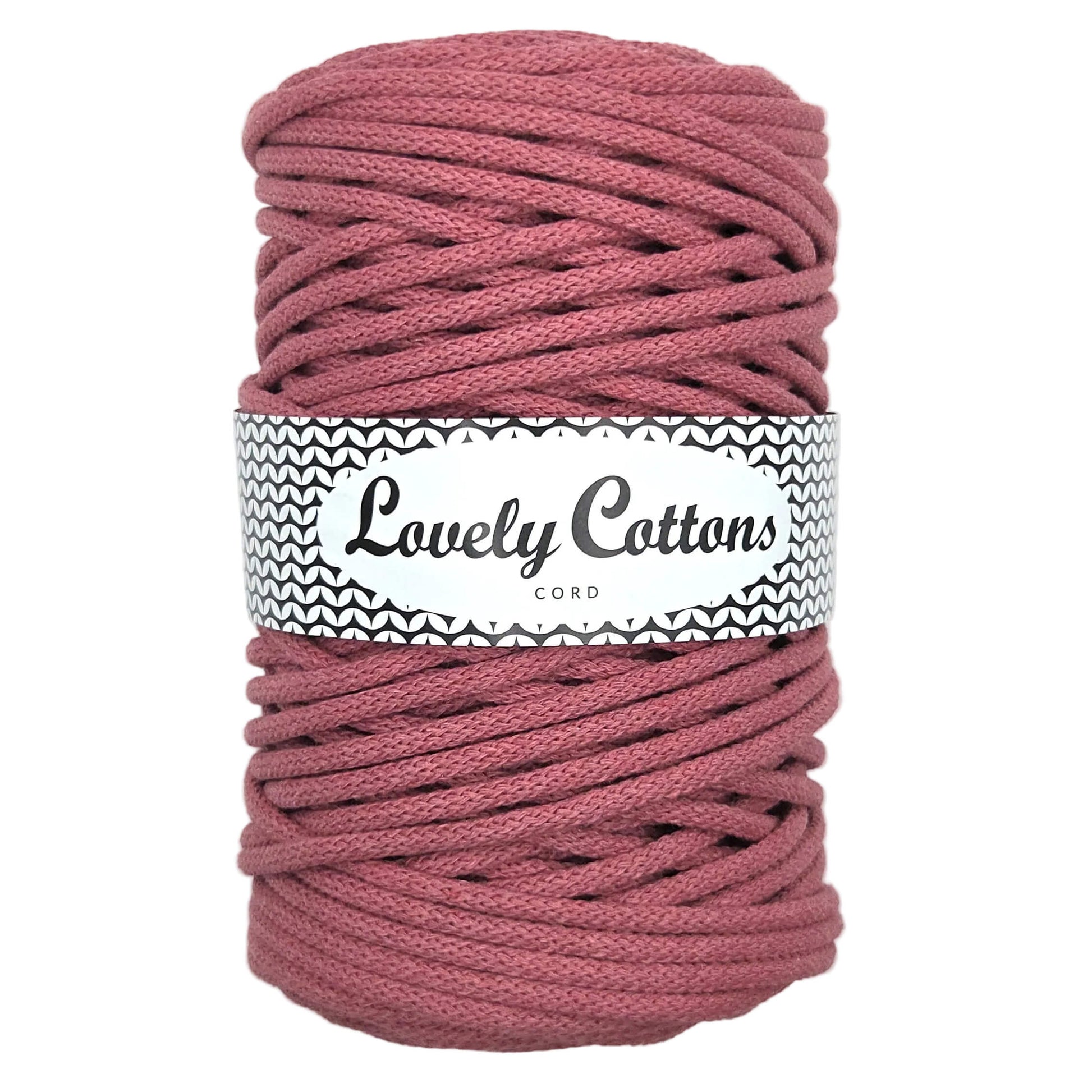 lovely cottons braided 5mm cord in dusty rose