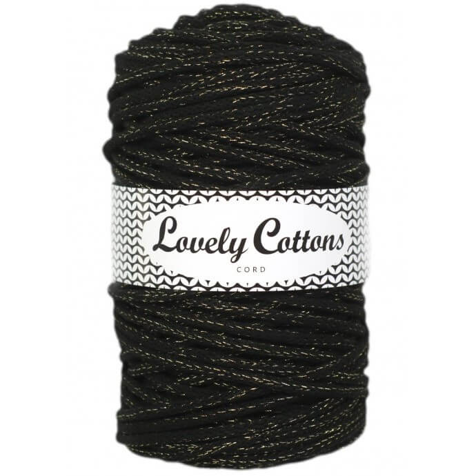 lovely cottons braided 5mm cord in golden black