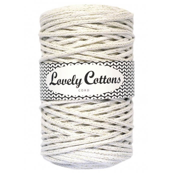 lovely cottons braided 5mm cord in golden white