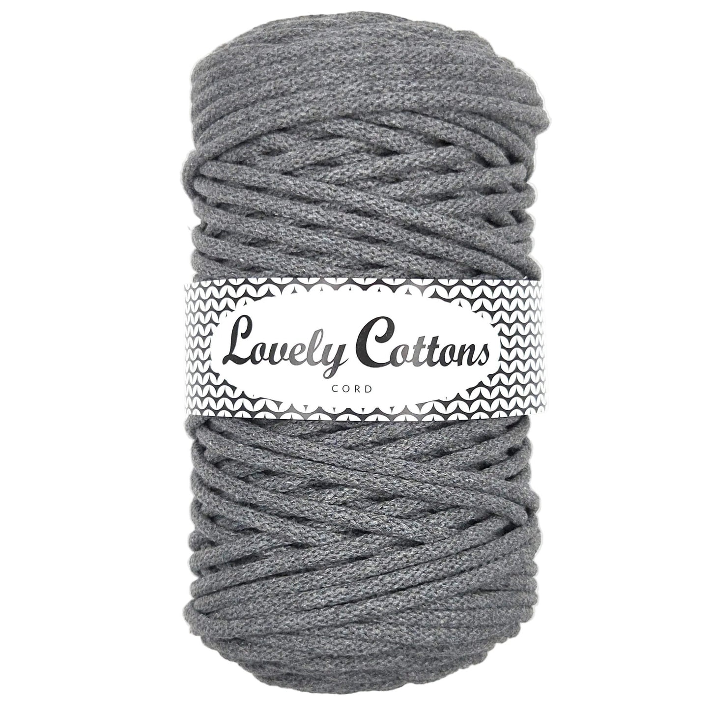 lovely cottons braided 5mm cord in graphite