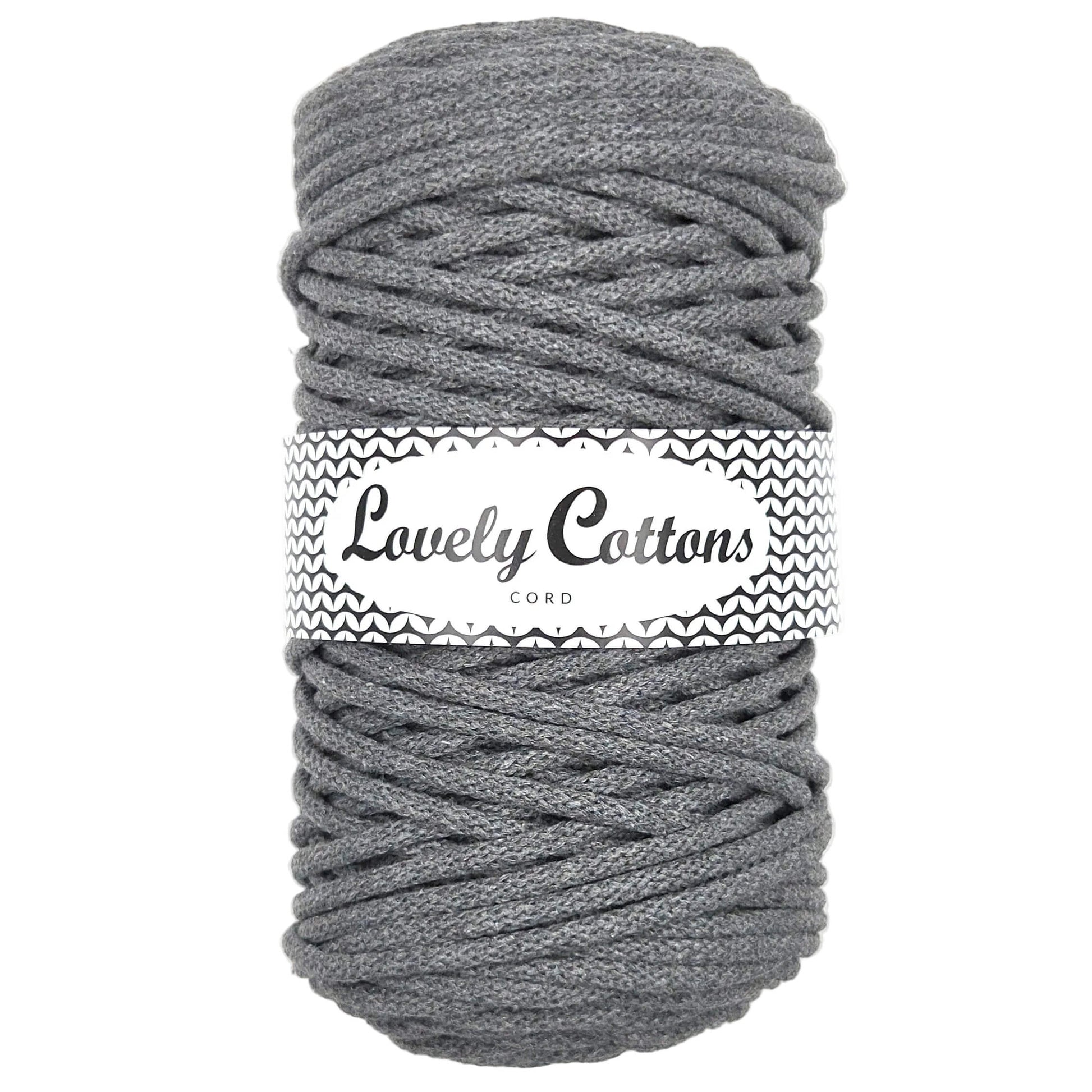lovely cottons braided 5mm cord in graphite