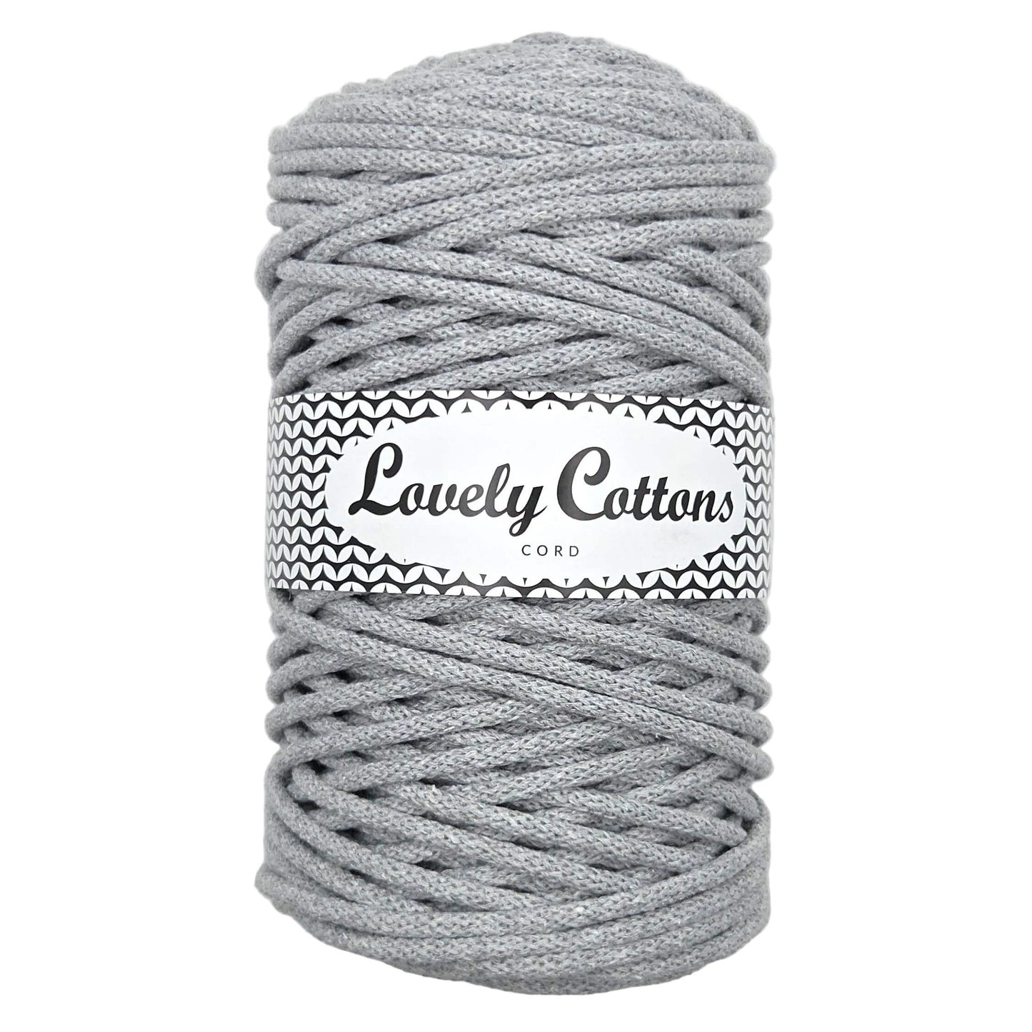 lovely cottons braided 5mm cord in grey
