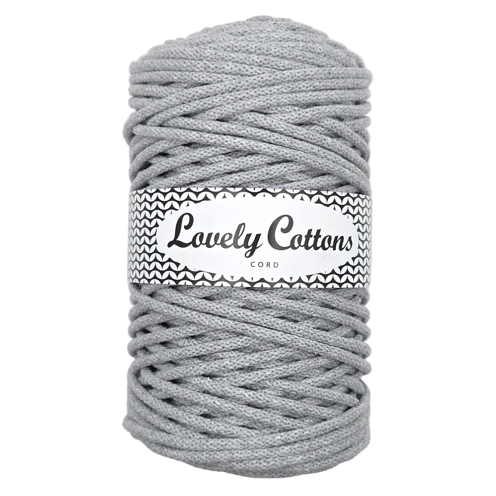 lovely cottons braided 5mm cord in grey