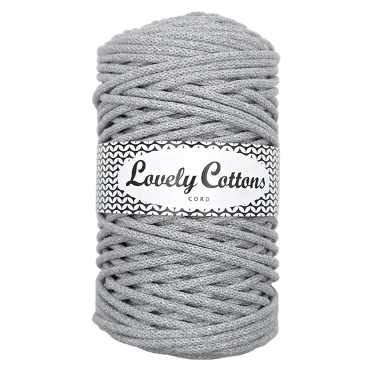 lovely cottons braided 5mm cord in grey