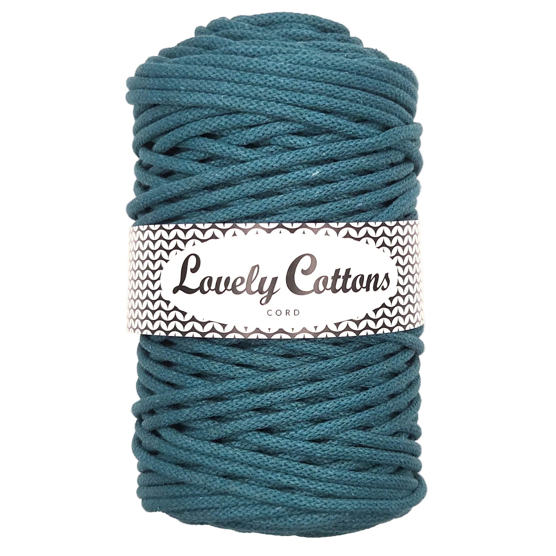 Recycled Cotton Braided 5mm Cord in ocean