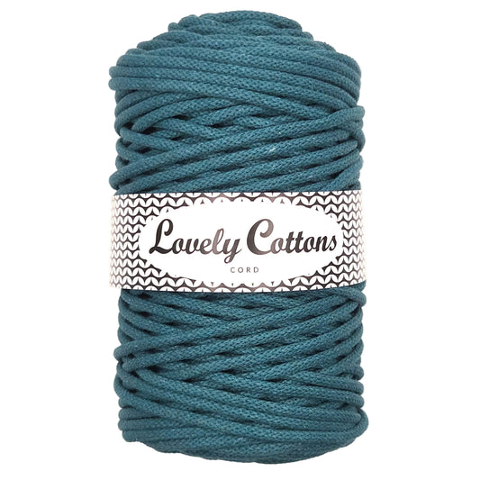 Recycled Cotton Braided 5mm Cord in ocean