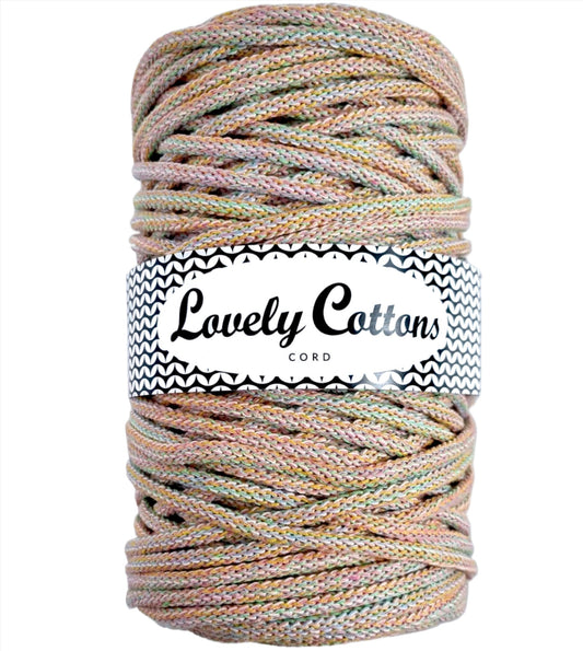 lovely cottons braided 5mm cord - rainbow