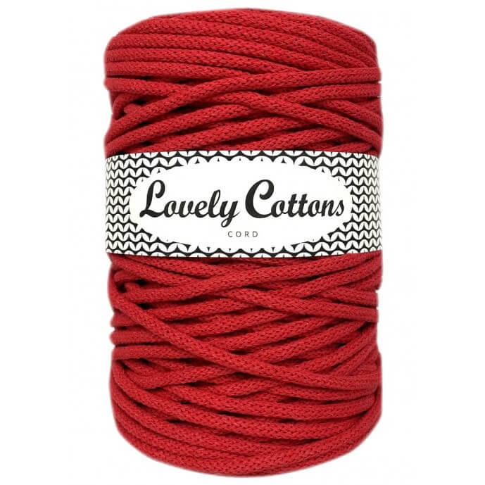 lovely cottons braided 5mm cord in red