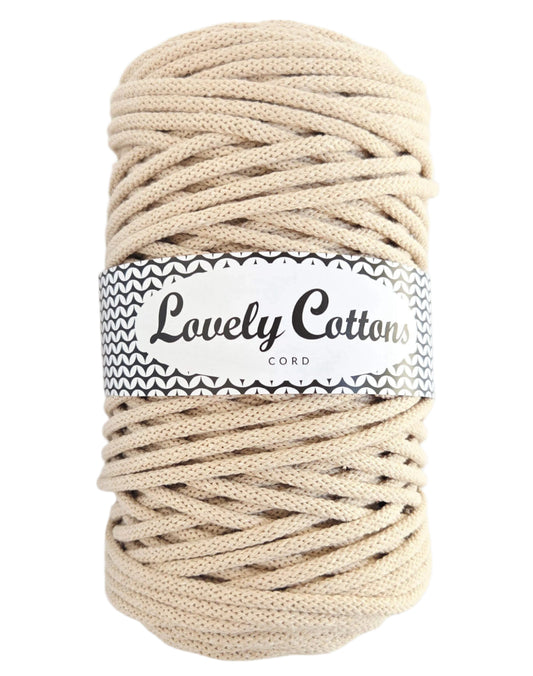 lovely cottons braided 5mm cord - sand