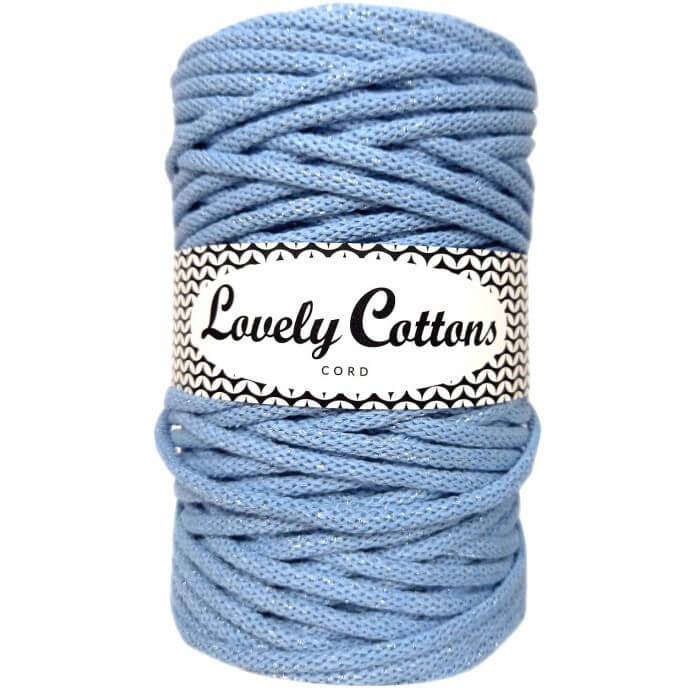 lovely cottons braided 5mm cord in sparkly light blue